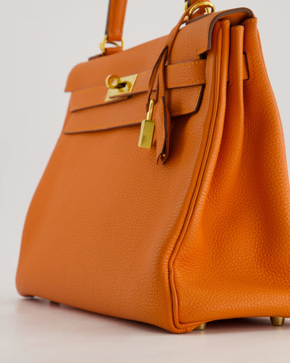 Hermès HSS Kelly Bag 32cm Retourne in Orange Togo Leather with Gold Hardware