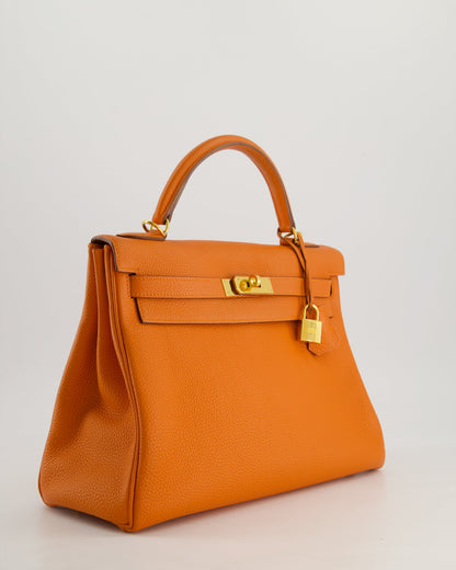 Hermès HSS Kelly Bag 32cm Retourne in Orange Togo Leather with Gold Hardware