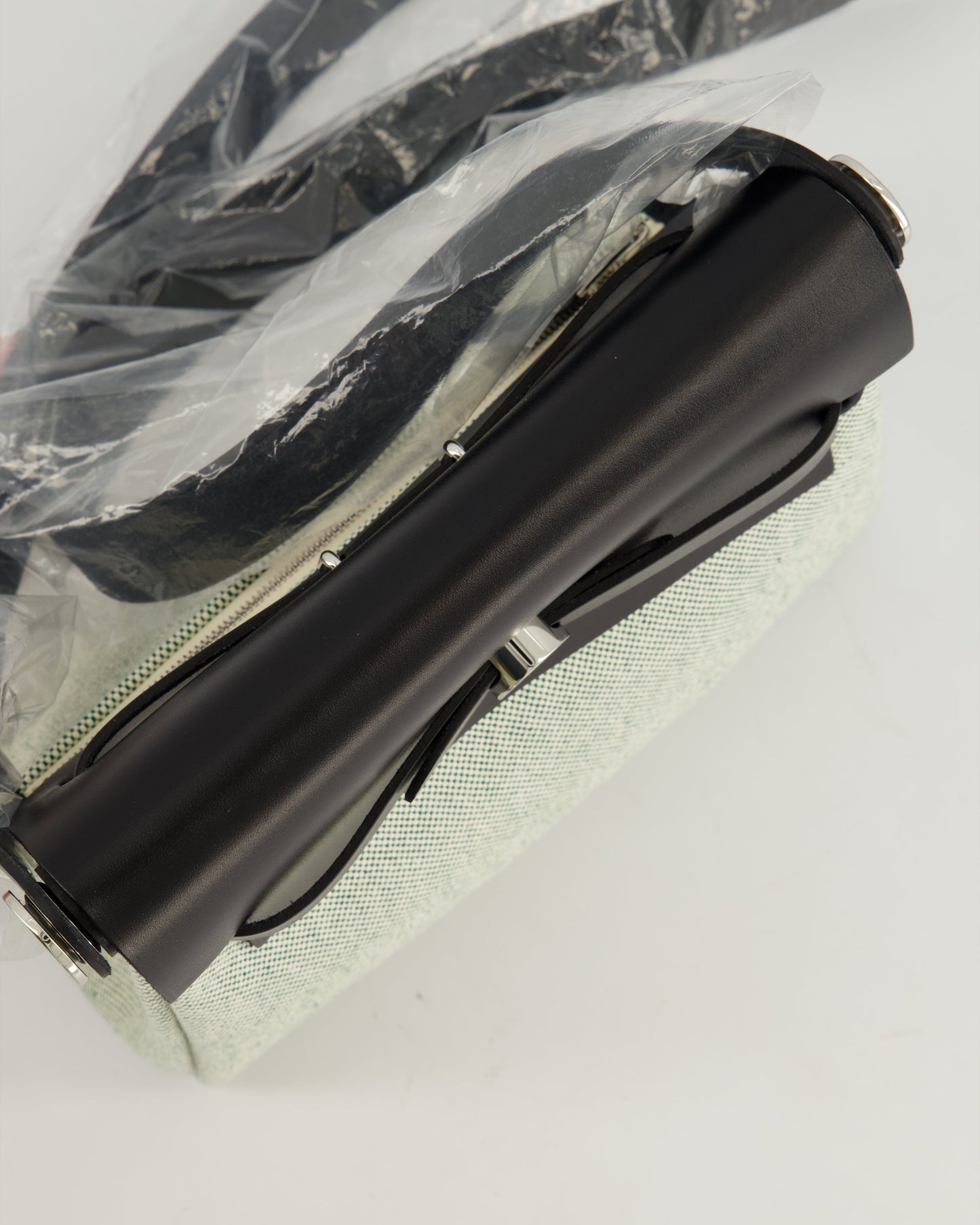 *NEW RELEASE & FIRE PRICE* Hermès Herbag Zip 20 Bag in Ecru, Vert Viking Canvas & Noir Vache Hunter Leather with Palladium Hardware