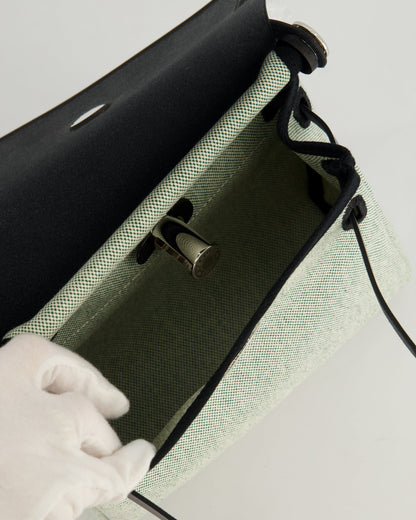*NEW RELEASE & FIRE PRICE* Hermès Herbag Zip 20 Bag in Ecru, Vert Viking Canvas & Noir Vache Hunter Leather with Palladium Hardware