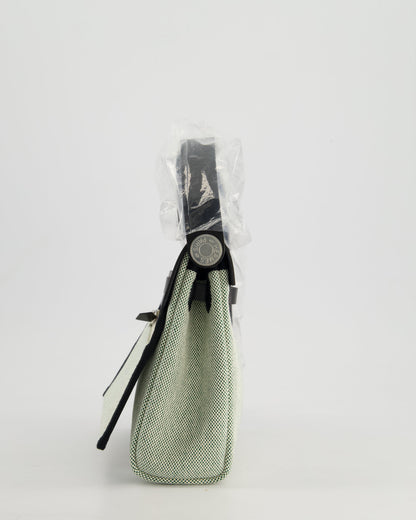 *NEW RELEASE & FIRE PRICE* Hermès Herbag Zip 20 Bag in Ecru, Vert Viking Canvas & Noir Vache Hunter Leather with Palladium Hardware