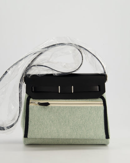 *NEW RELEASE & FIRE PRICE* Hermès Herbag Zip 20 Bag in Ecru, Vert Viking Canvas & Noir Vache Hunter Leather with Palladium Hardware