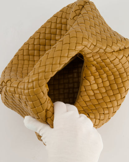 Bottega Veneta Padded Jodie Bag in Caramel Intrecciato Leather with Gold Hardware