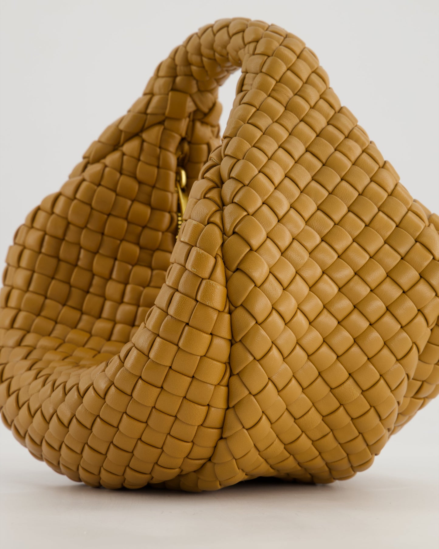 Bottega Veneta Padded Jodie Bag in Caramel Intrecciato Leather with Gold Hardware