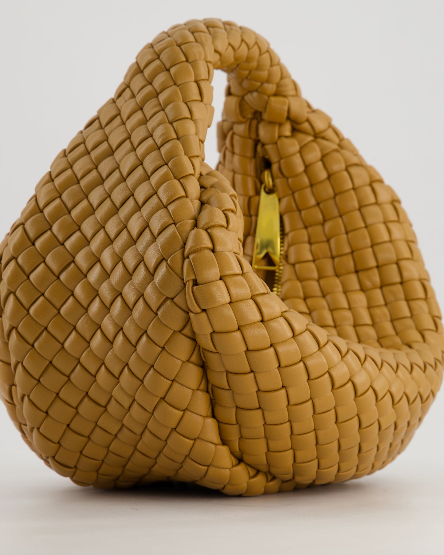 Bottega Veneta Padded Jodie Bag in Caramel Intrecciato Leather with Gold Hardware