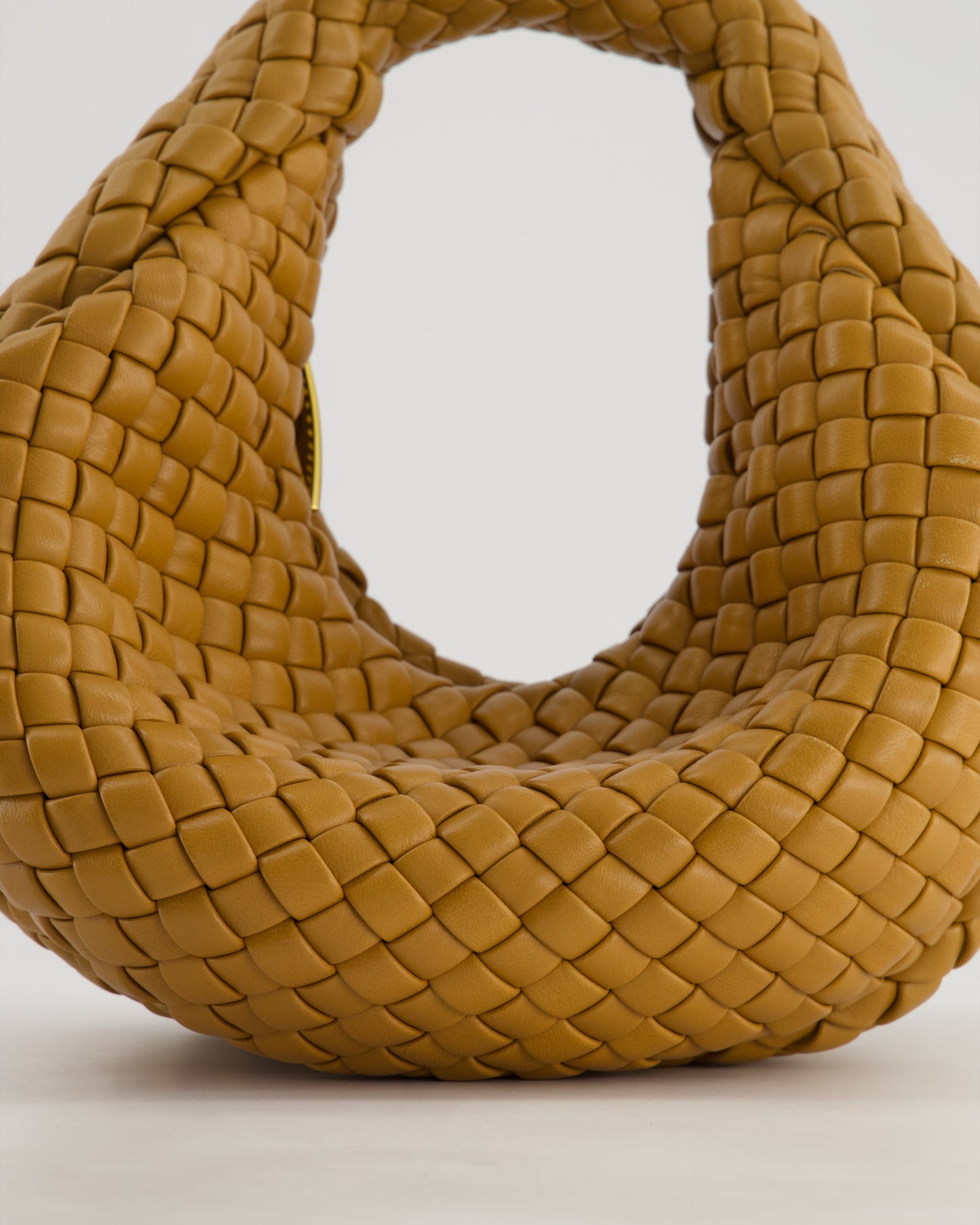 Bottega Veneta Padded Jodie Bag in Caramel Intrecciato Leather with Gold Hardware