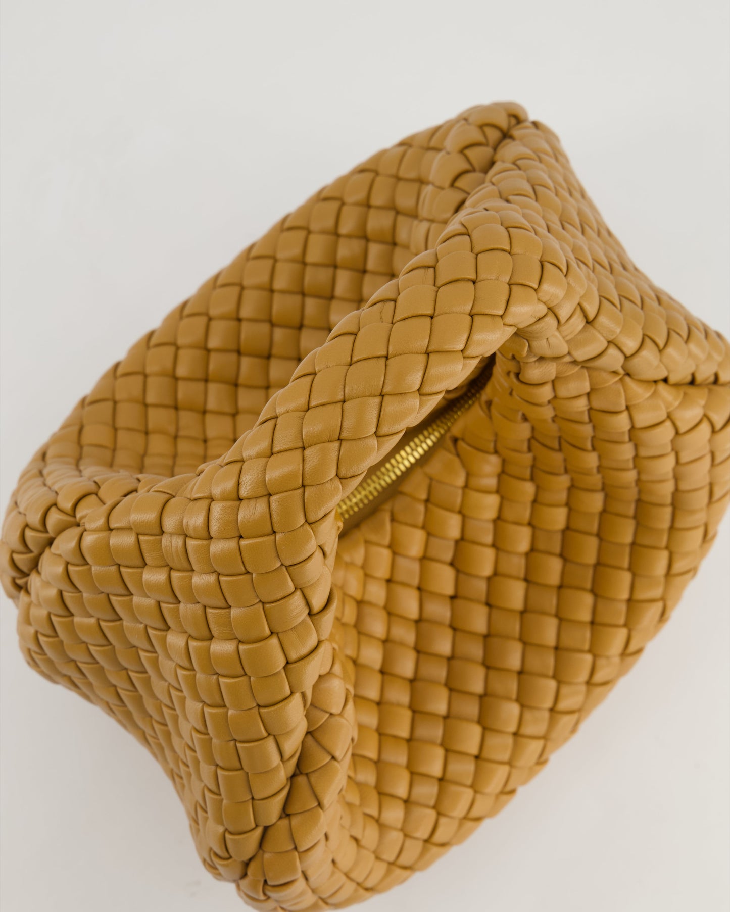 Bottega Veneta Padded Jodie Bag in Caramel Intrecciato Leather with Gold Hardware