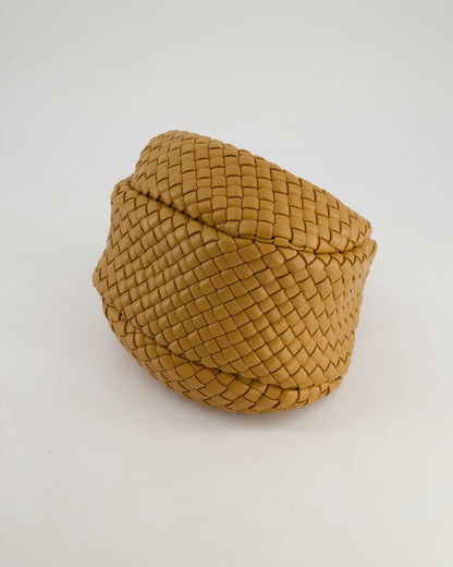 Bottega Veneta Padded Jodie Bag in Caramel Intrecciato Leather with Gold Hardware