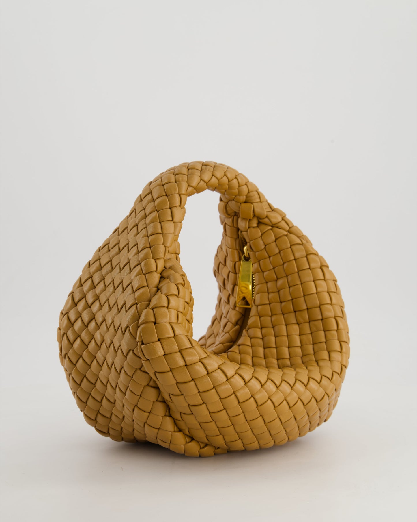 Bottega Veneta Padded Jodie Bag in Caramel Intrecciato Leather with Gold Hardware