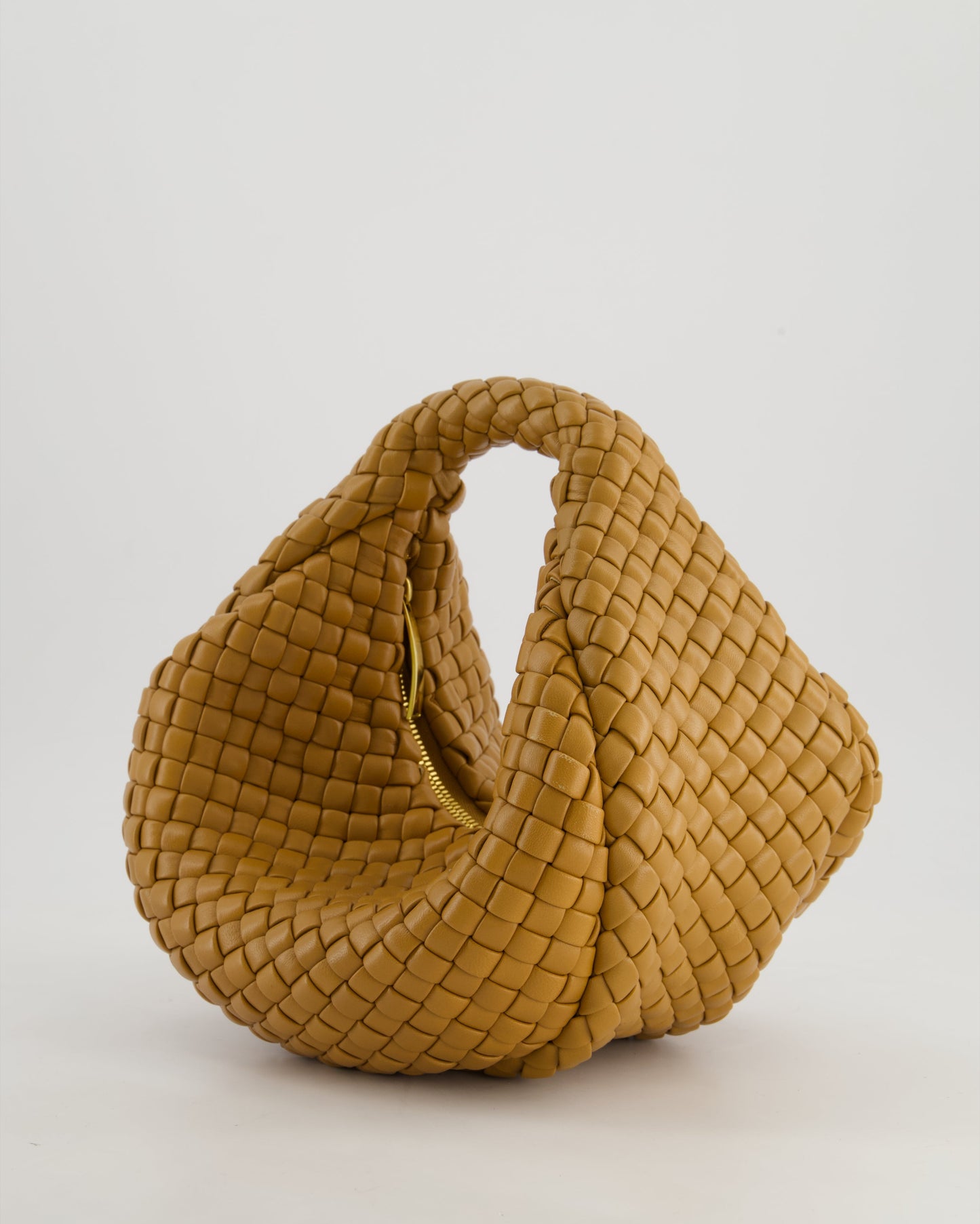 Bottega Veneta Padded Jodie Bag in Caramel Intrecciato Leather with Gold Hardware