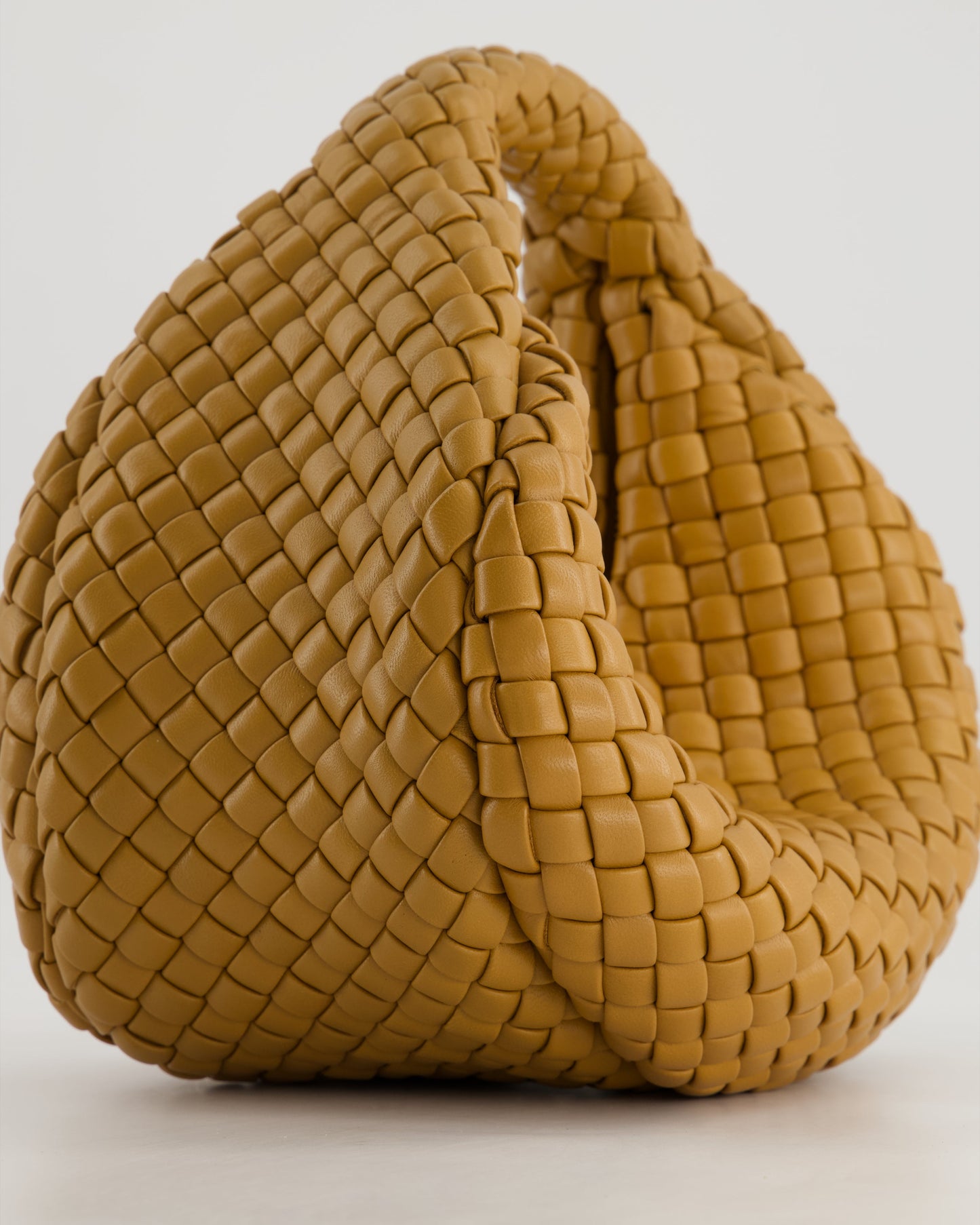 Bottega Veneta Padded Jodie Bag in Caramel Intrecciato Leather with Gold Hardware