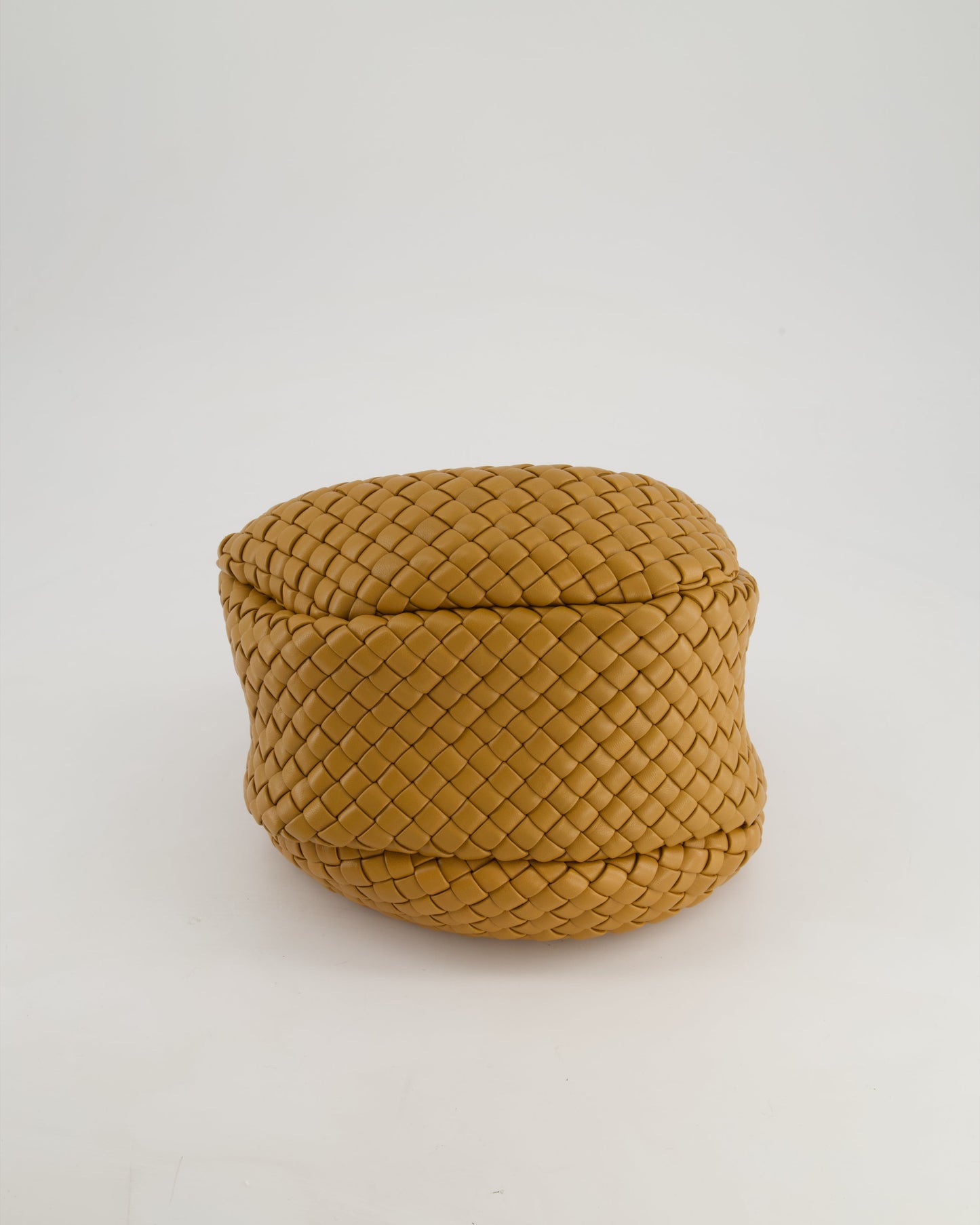 Bottega Veneta Padded Jodie Bag in Caramel Intrecciato Leather with Gold Hardware