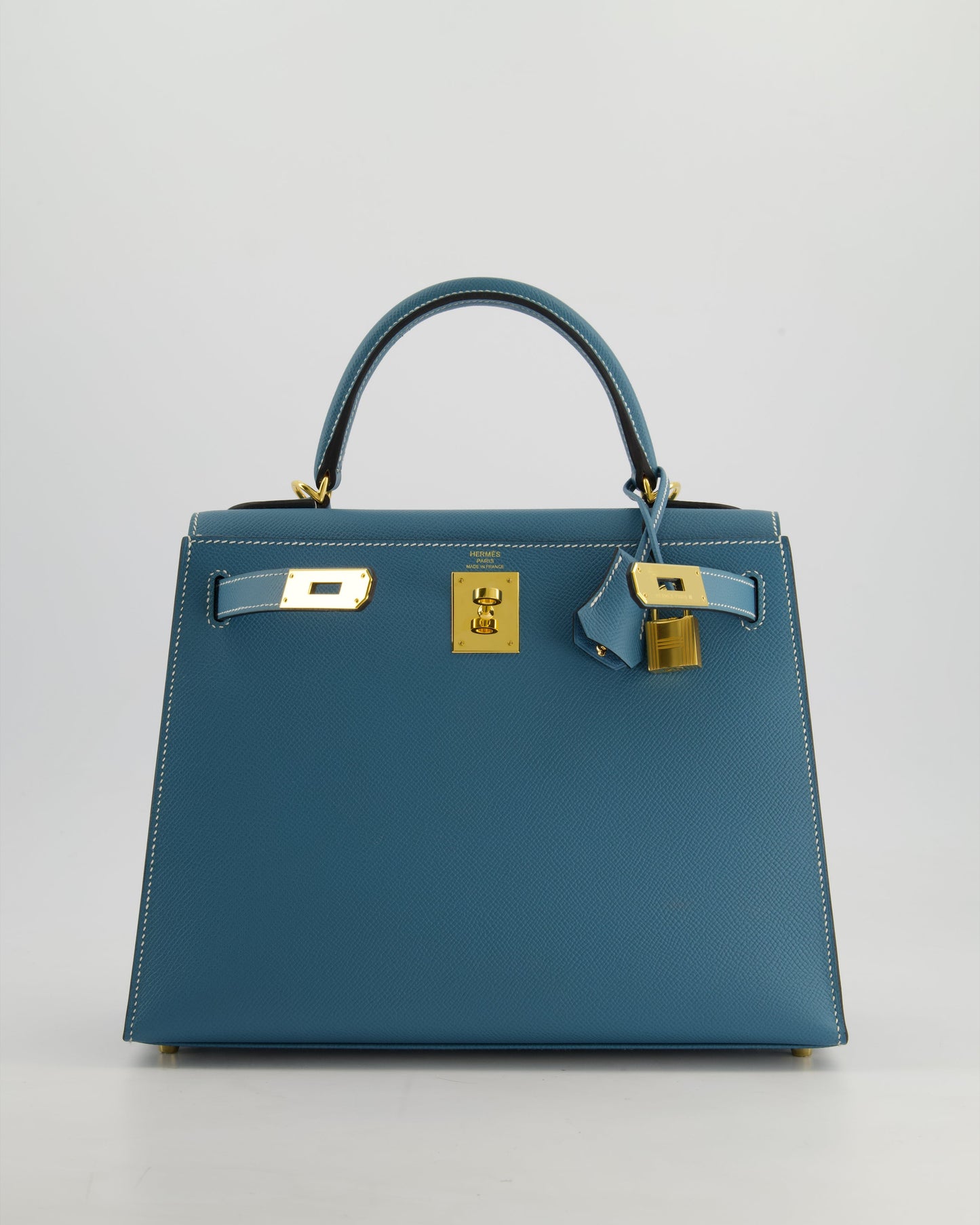 *HOT* Hermès Kelly 28cm Sellier Bag in Blue Jean Epsom Leather with Gold Hardware