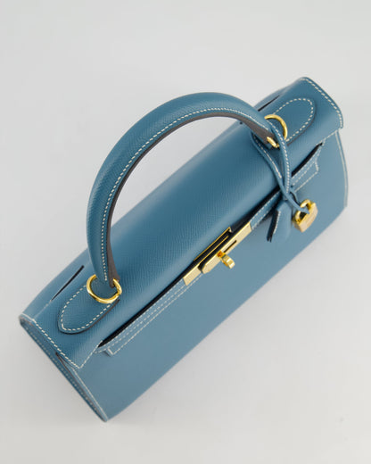 *HOT* Hermès Kelly 28cm Sellier Bag in Blue Jean Epsom Leather with Gold Hardware