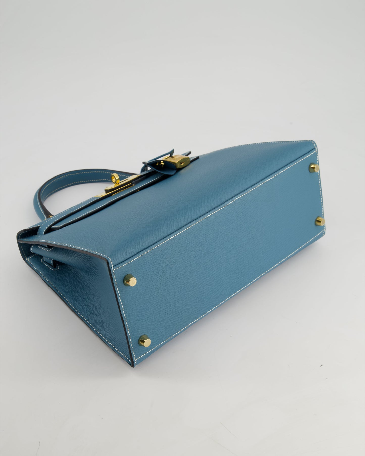 *HOT* Hermès Kelly 28cm Sellier Bag in Blue Jean Epsom Leather with Gold Hardware