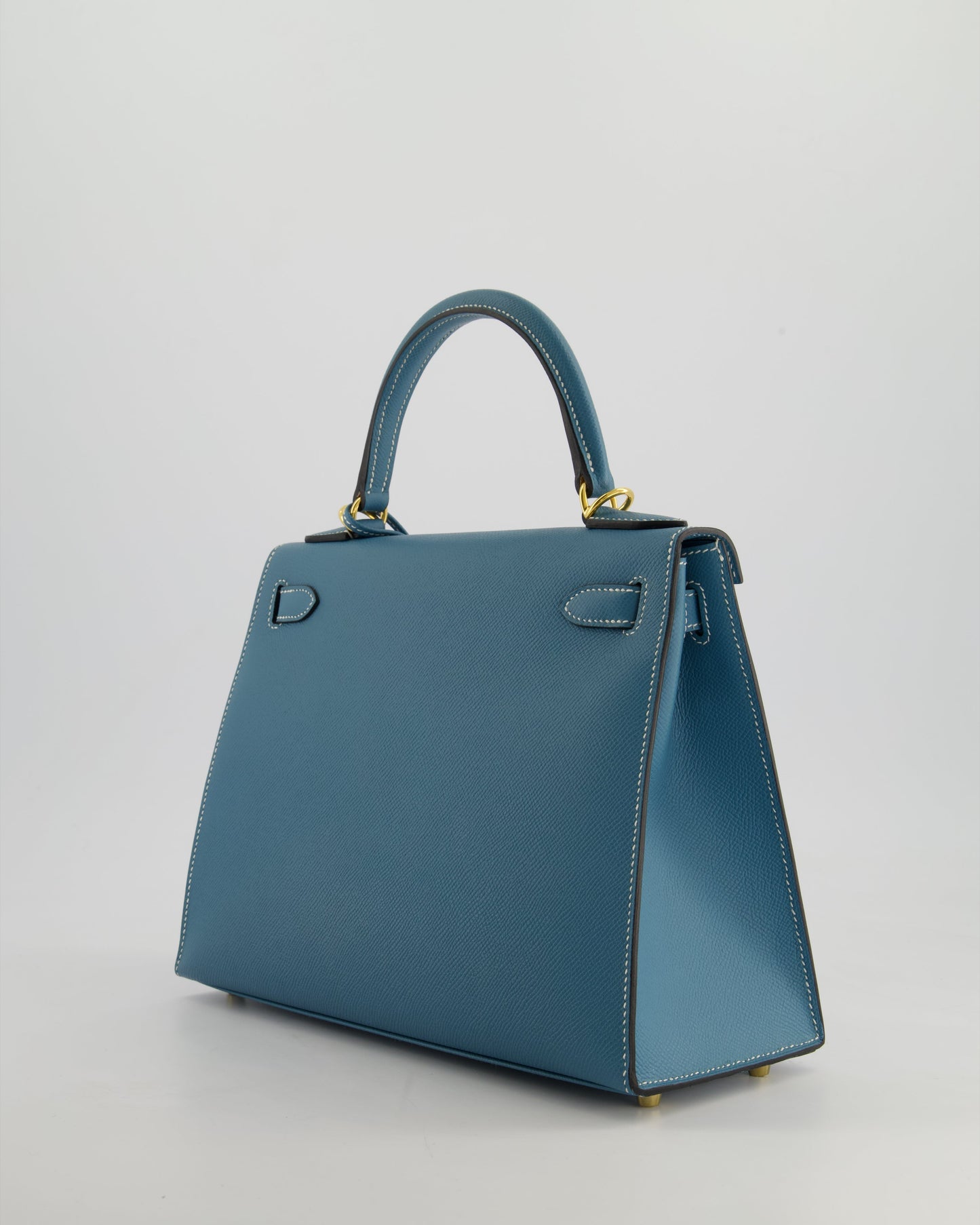 *HOT* Hermès Kelly 28cm Sellier Bag in Blue Jean Epsom Leather with Gold Hardware