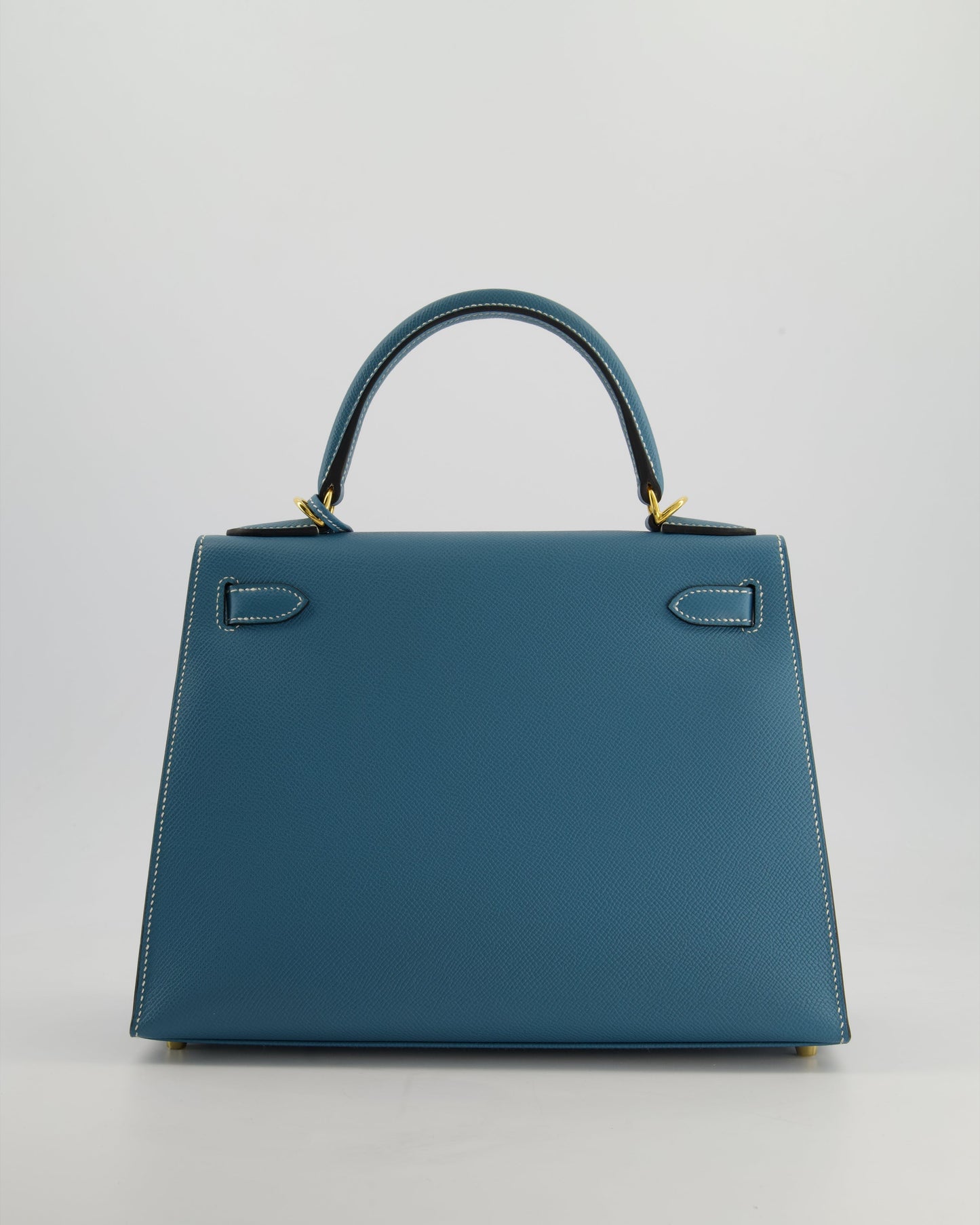 *HOT* Hermès Kelly 28cm Sellier Bag in Blue Jean Epsom Leather with Gold Hardware