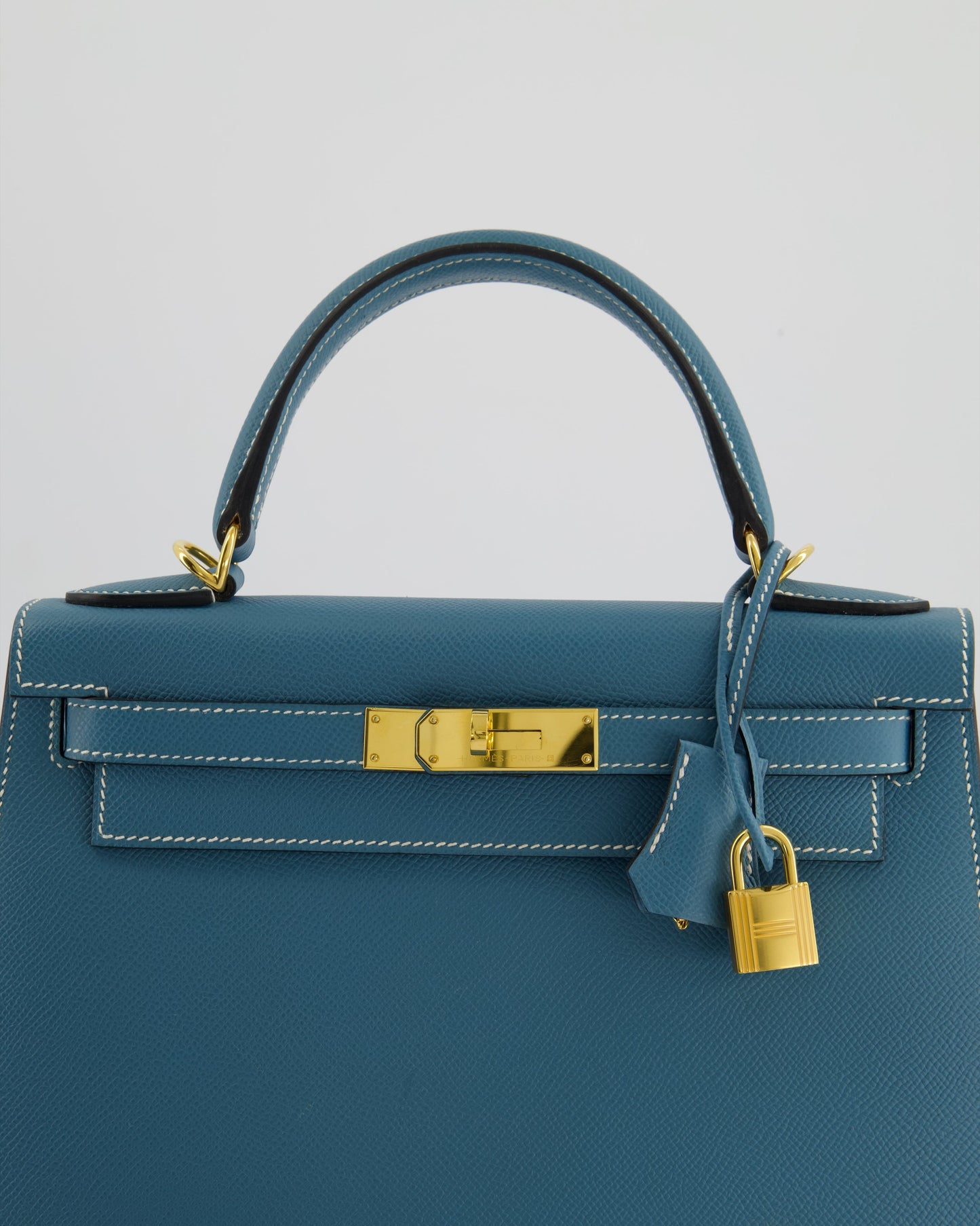 *HOT* Hermès Kelly 28cm Sellier Bag in Blue Jean Epsom Leather with Gold Hardware