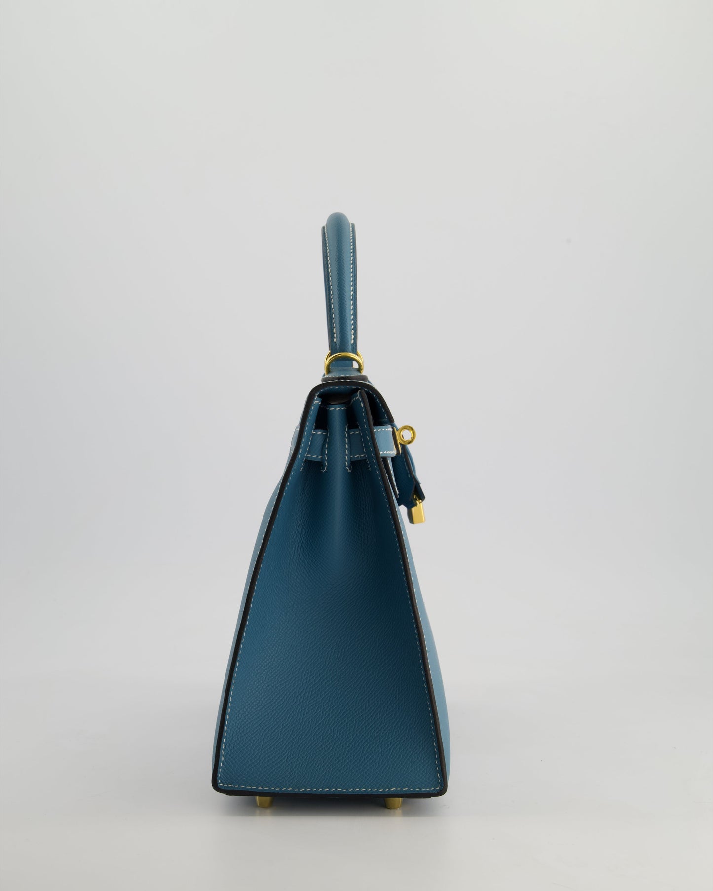 *HOT* Hermès Kelly 28cm Sellier Bag in Blue Jean Epsom Leather with Gold Hardware