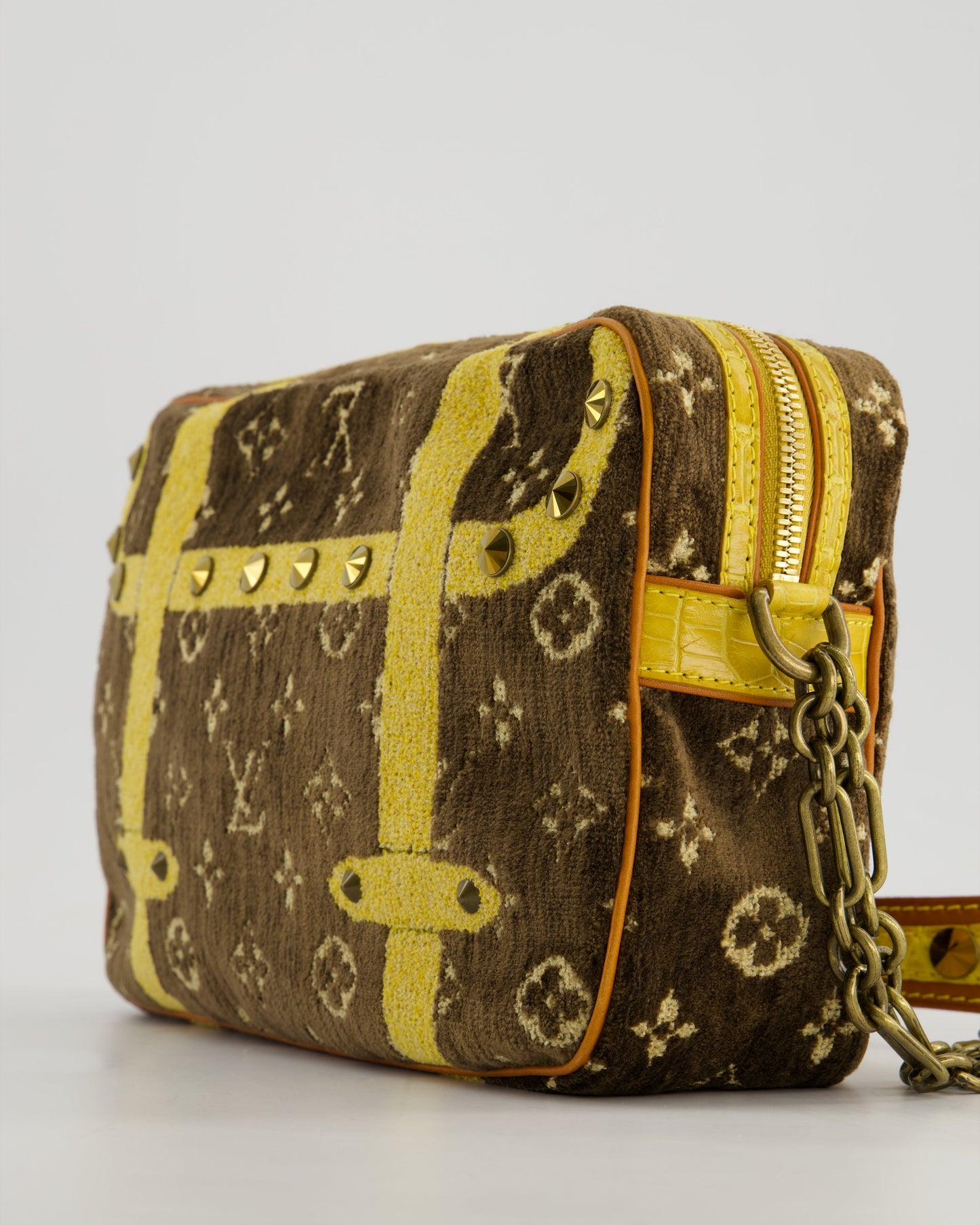 Louis Vuitton Trompe L'Oeil Trocadero Velvet Monogram Shoulder Bag with Croc Leather Trim and Antique Gold Hardware