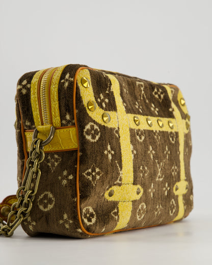 Louis Vuitton Trompe L'Oeil Trocadero Velvet Monogram Shoulder Bag with Croc Leather Trim and Antique Gold Hardware