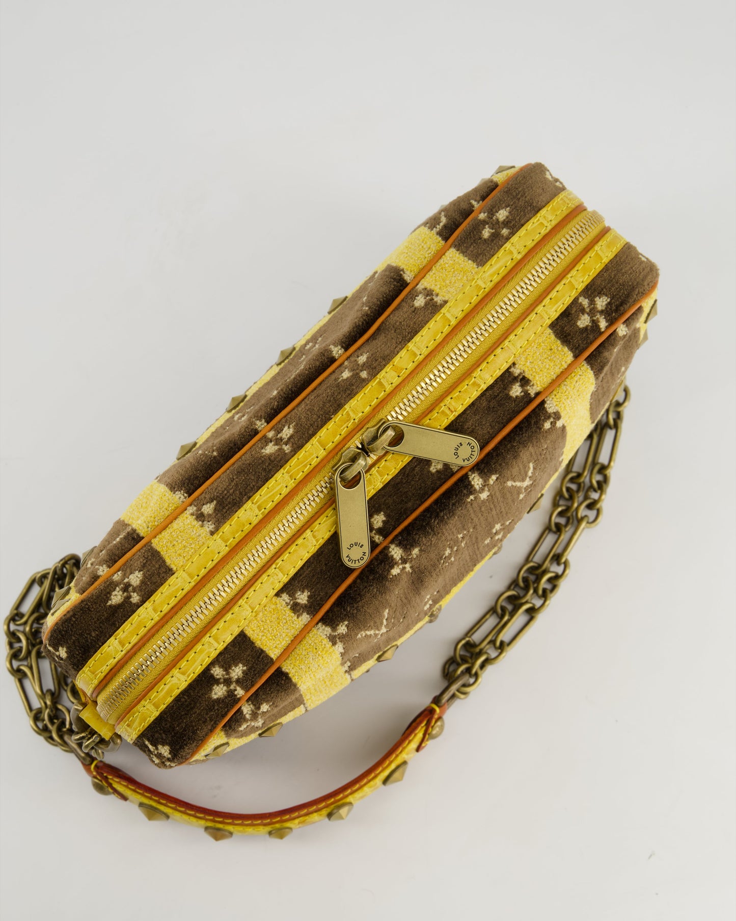 Louis Vuitton Trompe L'Oeil Trocadero Velvet Monogram Shoulder Bag with Croc Leather Trim and Antique Gold Hardware