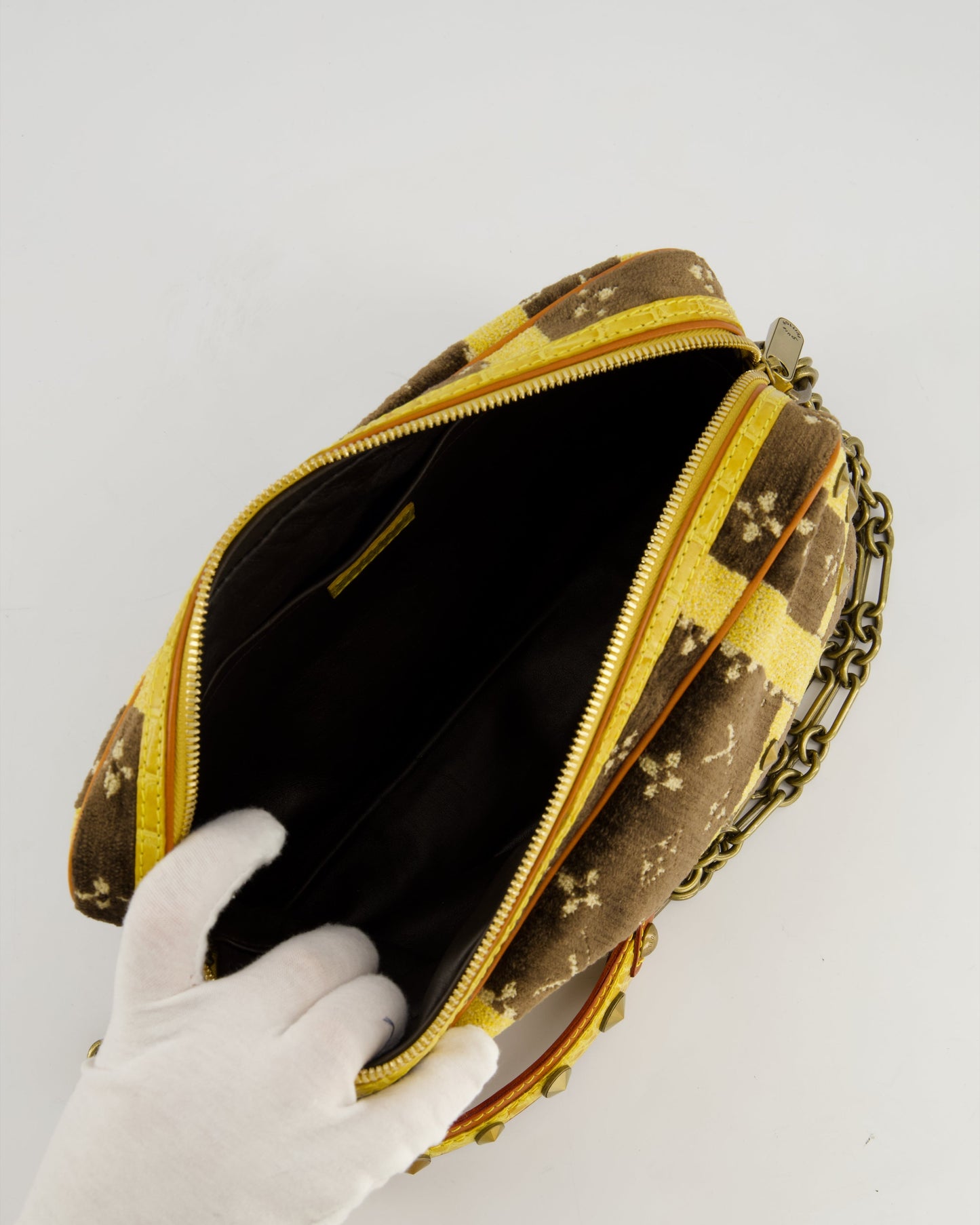 Louis Vuitton Trompe L'Oeil Trocadero Velvet Monogram Shoulder Bag with Croc Leather Trim and Antique Gold Hardware