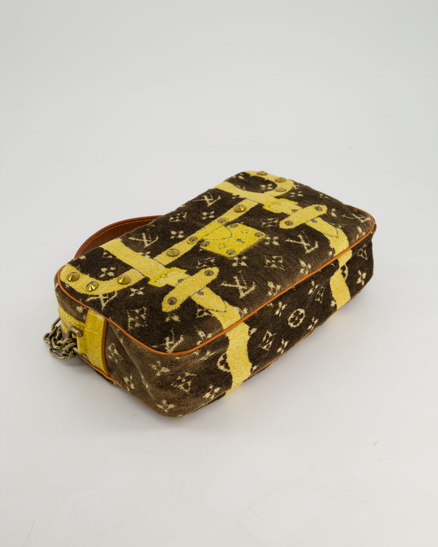 Louis Vuitton Trompe L'Oeil Trocadero Velvet Monogram Shoulder Bag with Croc Leather Trim and Antique Gold Hardware