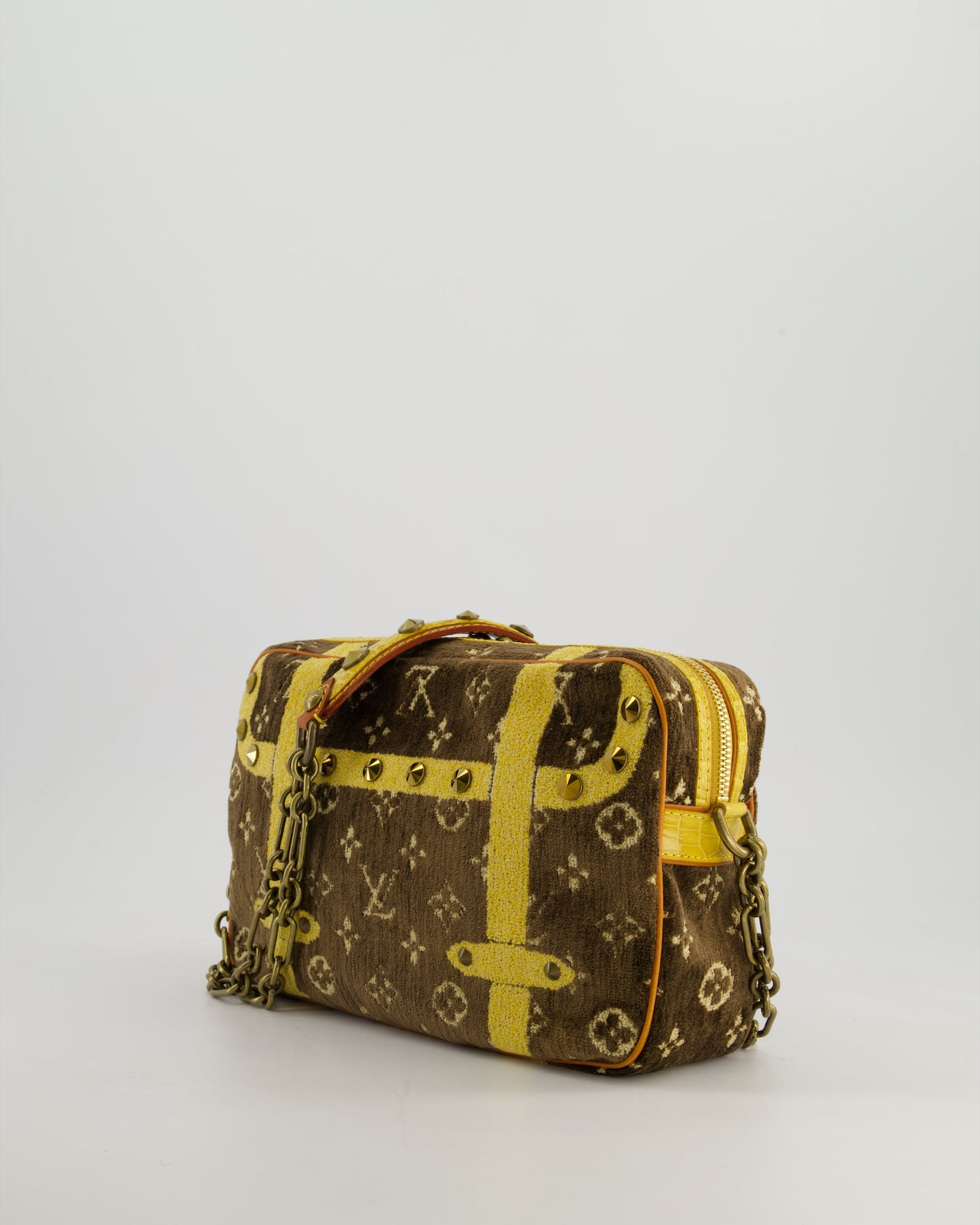 Louis Vuitton Trompe L'Oeil Trocadero Velvet Monogram Shoulder Bag with Croc Leather Trim and Antique Gold Hardware