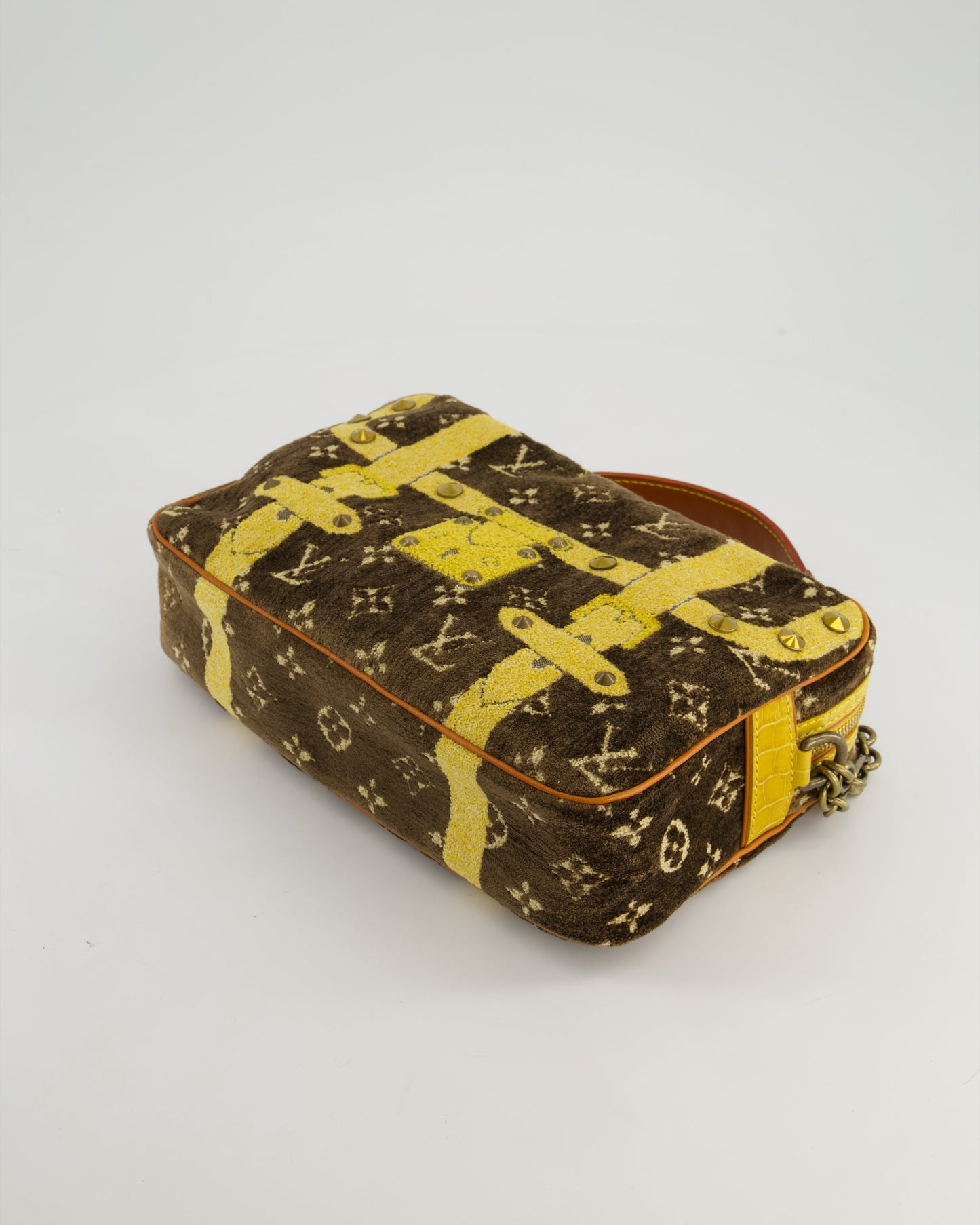 Louis Vuitton Trompe L'Oeil Trocadero Velvet Monogram Shoulder Bag with Croc Leather Trim and Antique Gold Hardware