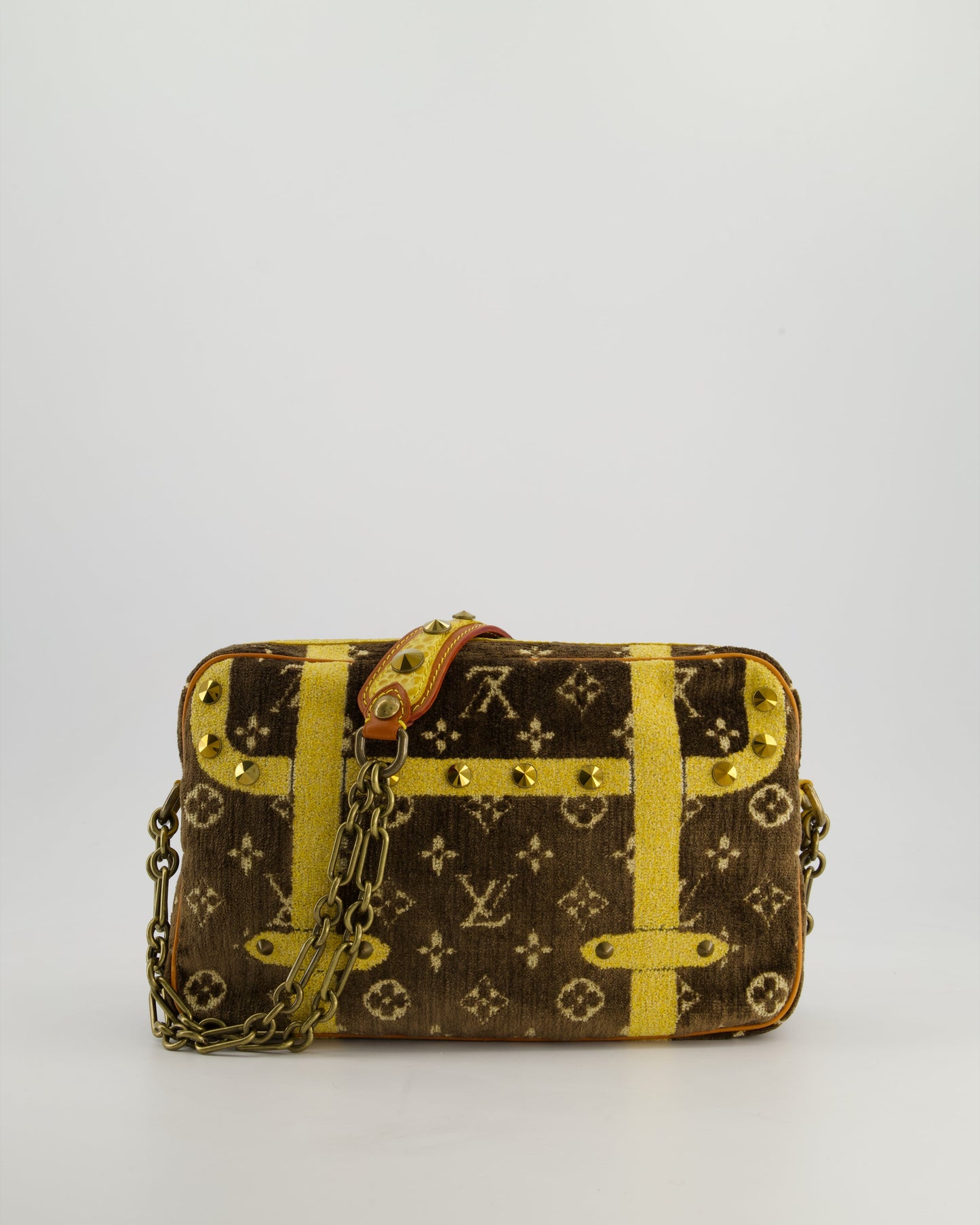 Louis Vuitton Trompe L'Oeil Trocadero Velvet Monogram Shoulder Bag with Croc Leather Trim and Antique Gold Hardware