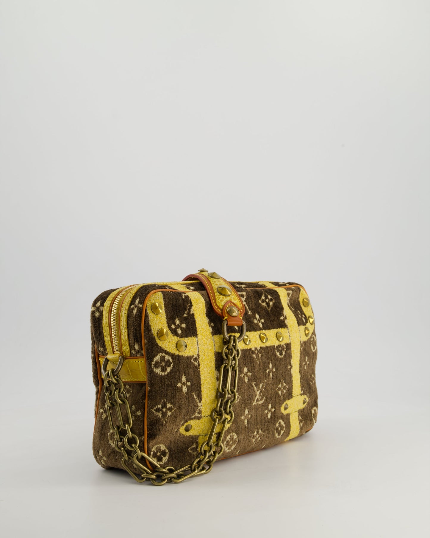 Louis Vuitton Trompe L'Oeil Trocadero Velvet Monogram Shoulder Bag with Croc Leather Trim and Antique Gold Hardware