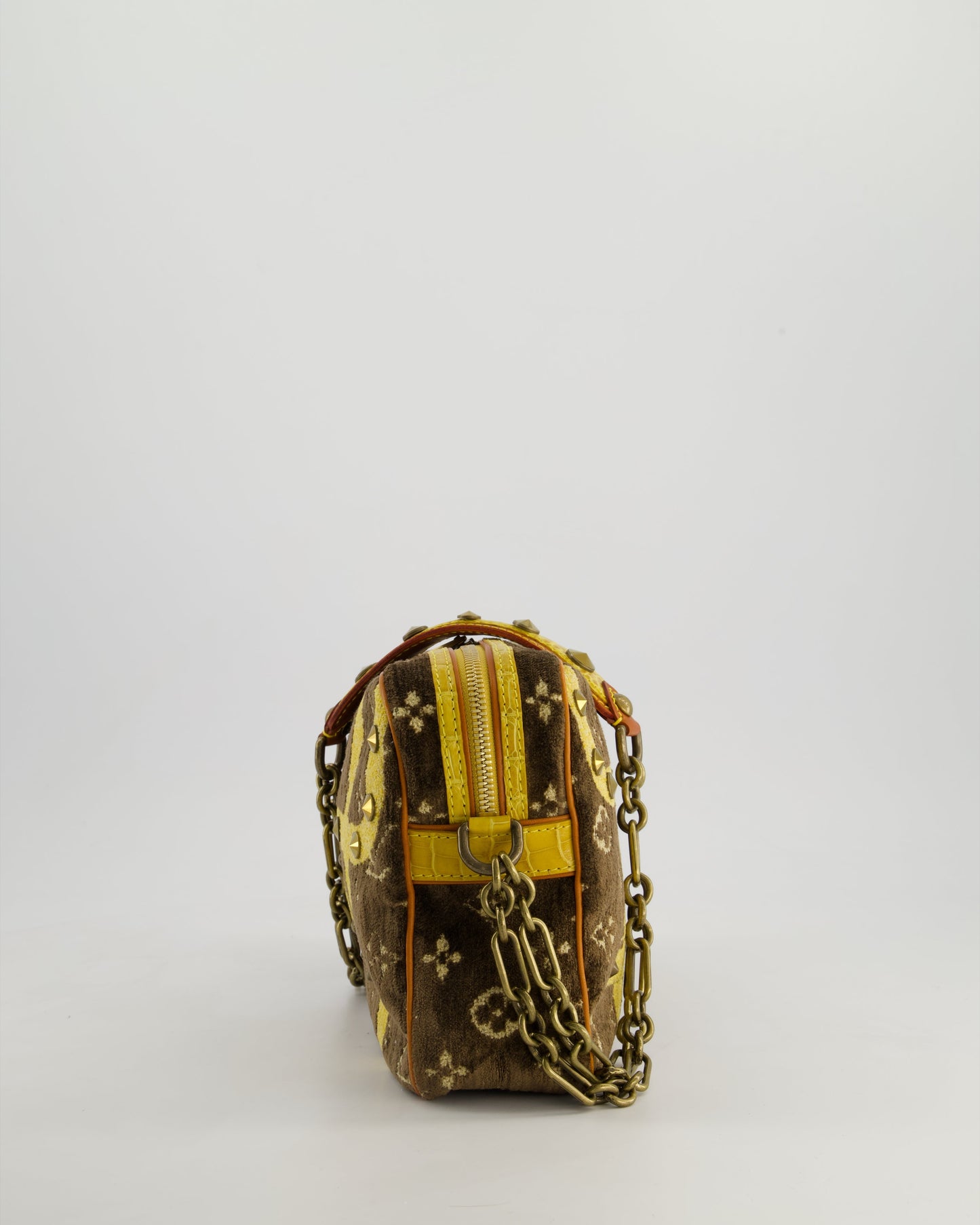 Louis Vuitton Trompe L'Oeil Trocadero Velvet Monogram Shoulder Bag with Croc Leather Trim and Antique Gold Hardware