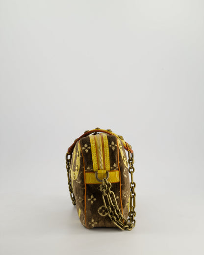 Louis Vuitton Trompe L'Oeil Trocadero Velvet Monogram Shoulder Bag with Croc Leather Trim and Antique Gold Hardware