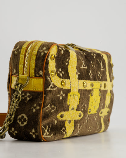 Louis Vuitton Trompe L'Oeil Trocadero Velvet Monogram Shoulder Bag with Croc Leather Trim and Antique Gold Hardware