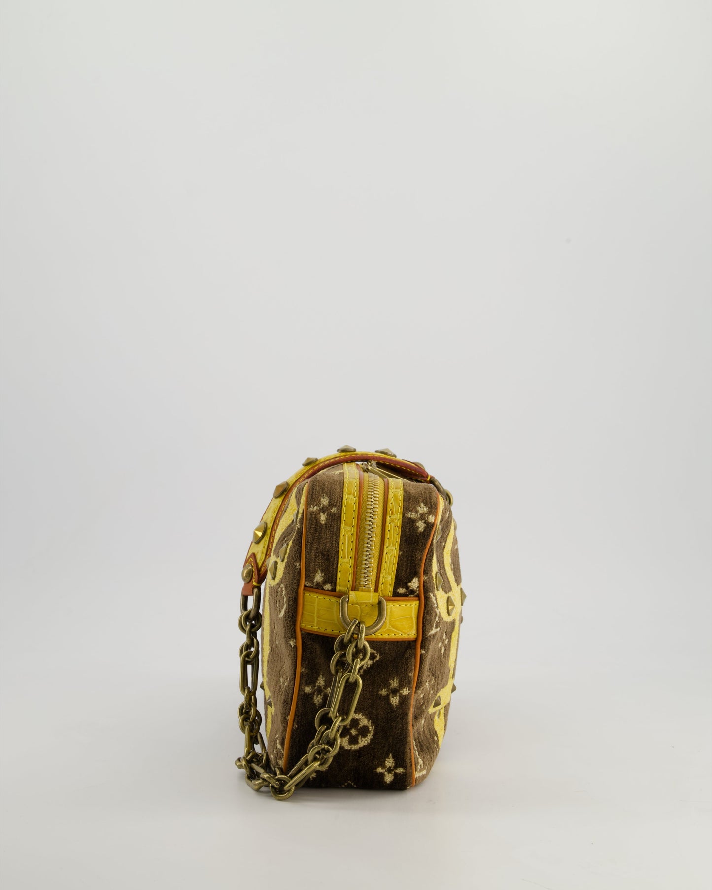 Louis Vuitton Trompe L'Oeil Trocadero Velvet Monogram Shoulder Bag with Croc Leather Trim and Antique Gold Hardware