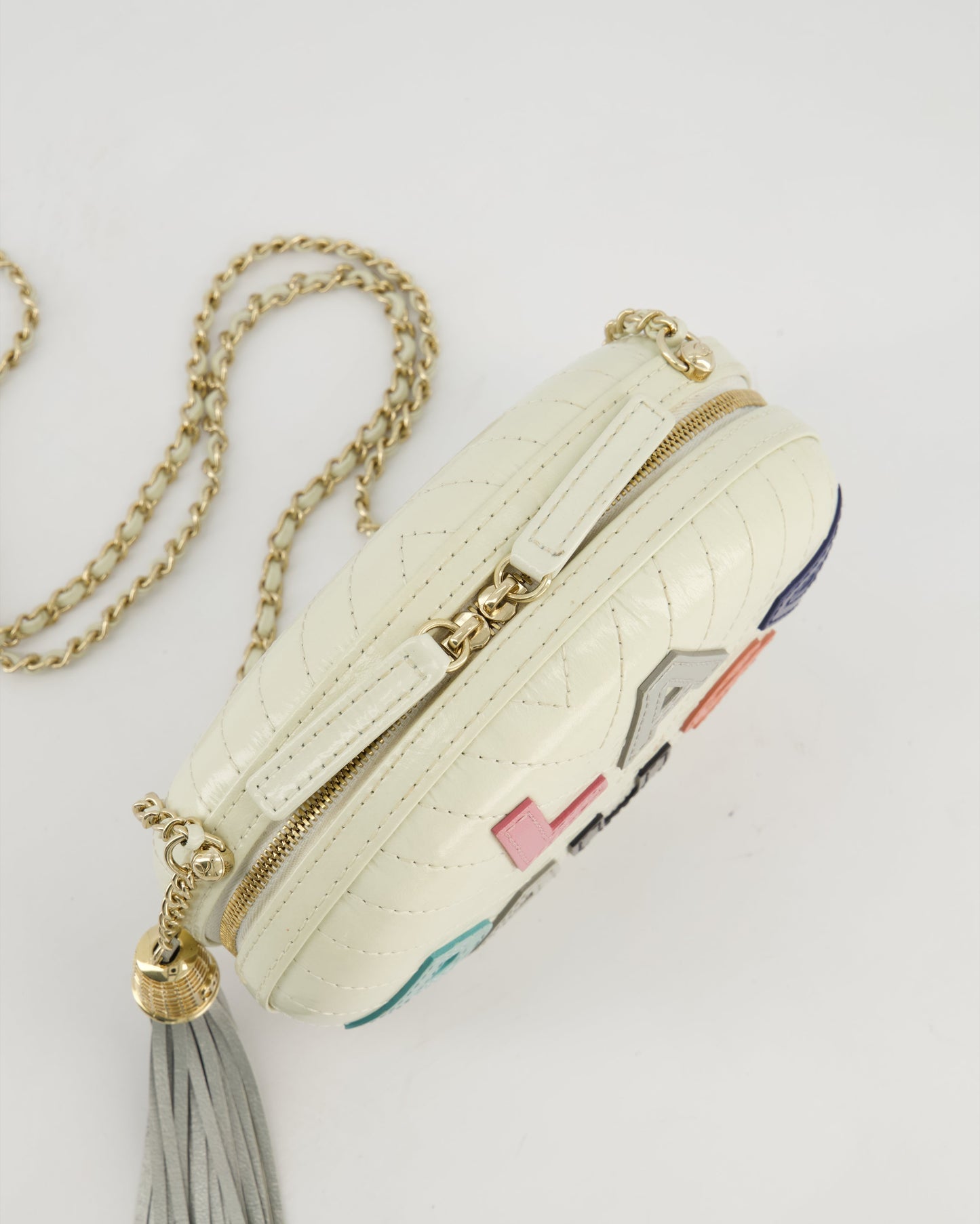 Chanel Cruise 2019 "La Pausa" Crossbody Bag with Champagne Gold Hardware and Tassel Detail