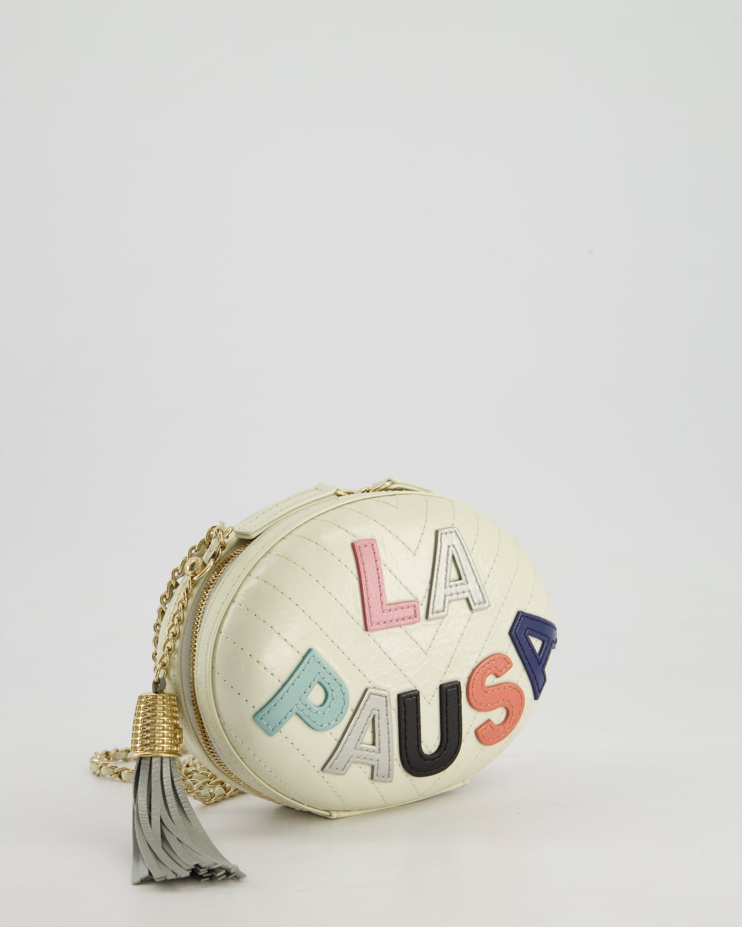 Chanel Cruise 2019 "La Pausa" Crossbody Bag with Champagne Gold Hardware and Tassel Detail