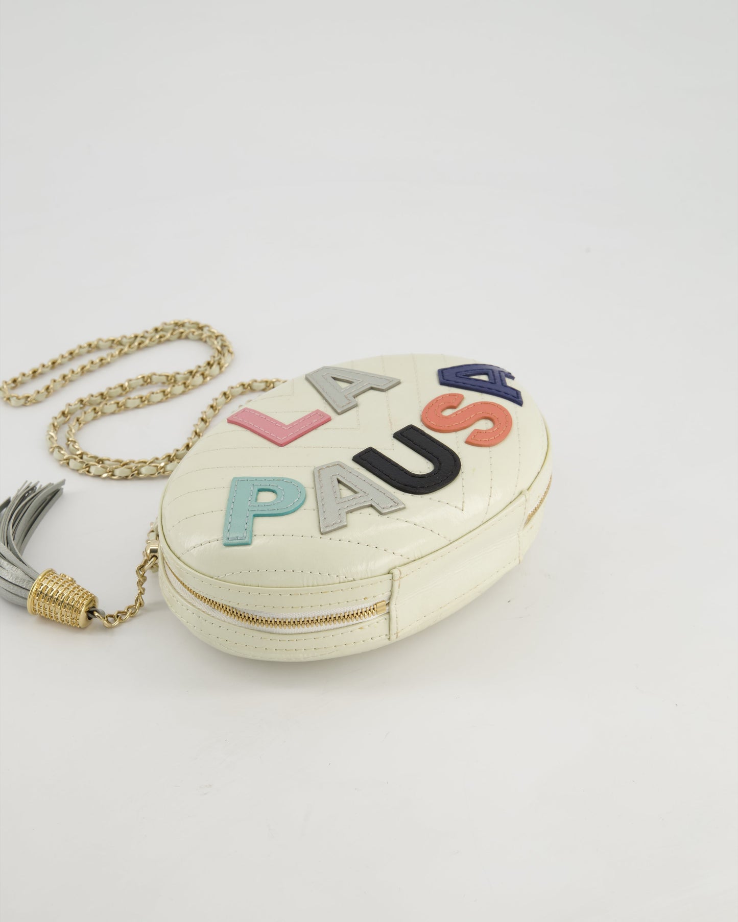 Chanel Cruise 2019 "La Pausa" Crossbody Bag with Champagne Gold Hardware and Tassel Detail