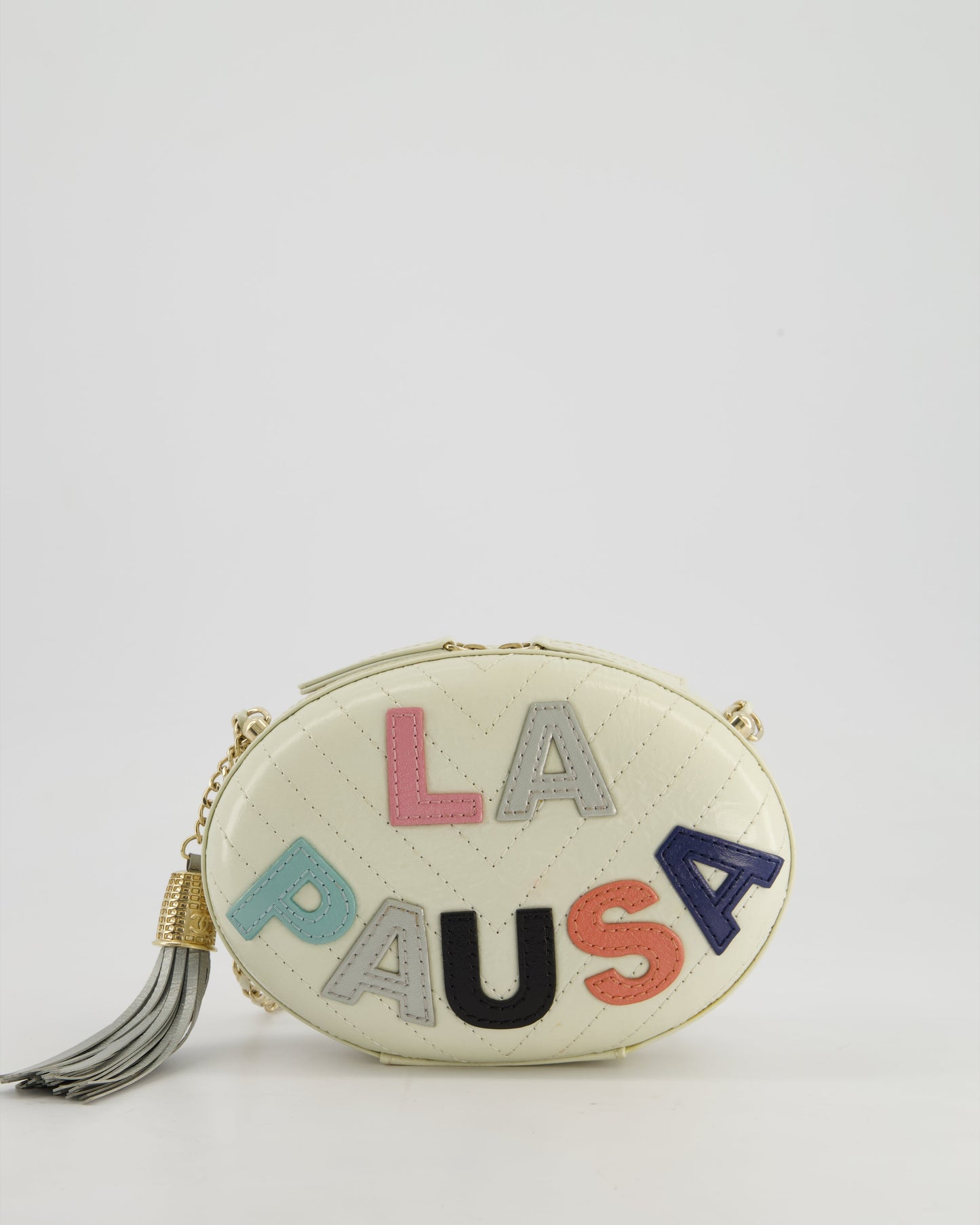 Chanel Cruise 2019 "La Pausa" Crossbody Bag with Champagne Gold Hardware and Tassel Detail