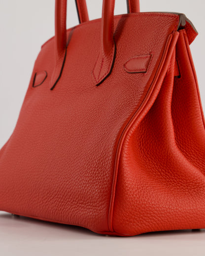 Hermès Birkin 30cm Bag Retourne Rouge Tomate in Clemence Leather with Palladium Hardware