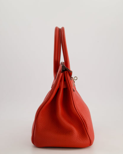 Hermès Birkin 30cm Bag Retourne Rouge Tomate in Clemence Leather with Palladium Hardware