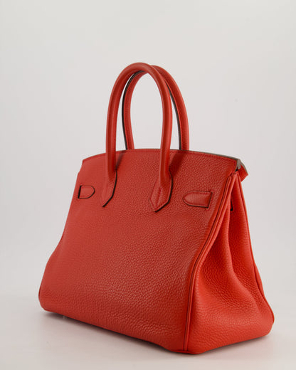 Hermès Birkin 30cm Bag Retourne Rouge Tomate in Clemence Leather with Palladium Hardware