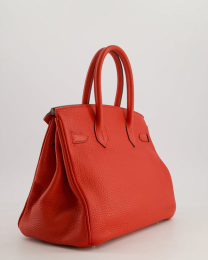 Hermès Birkin 30cm Bag Retourne Rouge Tomate in Clemence Leather with Palladium Hardware