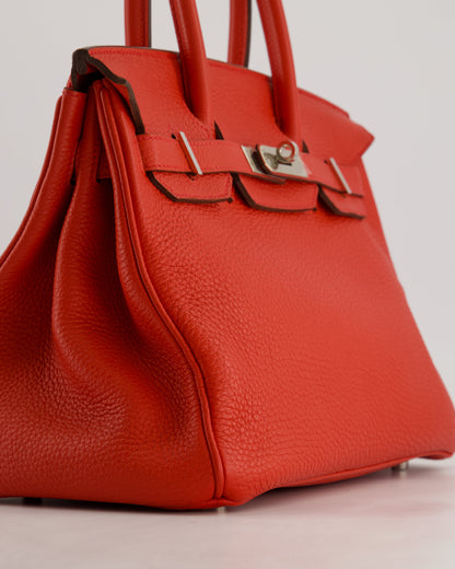 Hermès Birkin 30cm Bag Retourne Rouge Tomate in Clemence Leather with Palladium Hardware