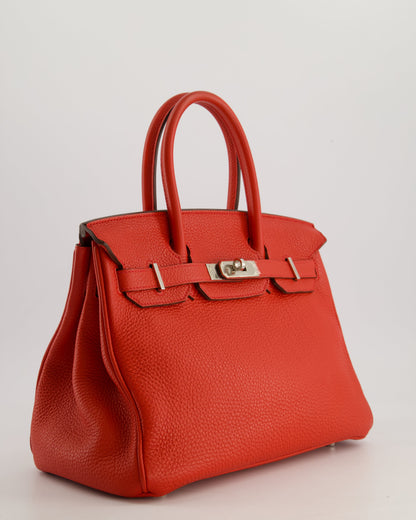 Hermès Birkin 30cm Bag Retourne Rouge Tomate in Clemence Leather with Palladium Hardware