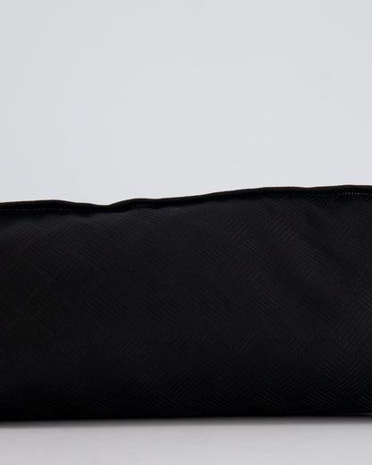 Bottega Veneta Black Canvas Shoulder Bag with Silver Hardware