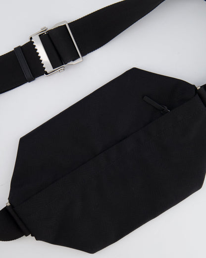 Bottega Veneta Black Canvas Shoulder Bag with Silver Hardware