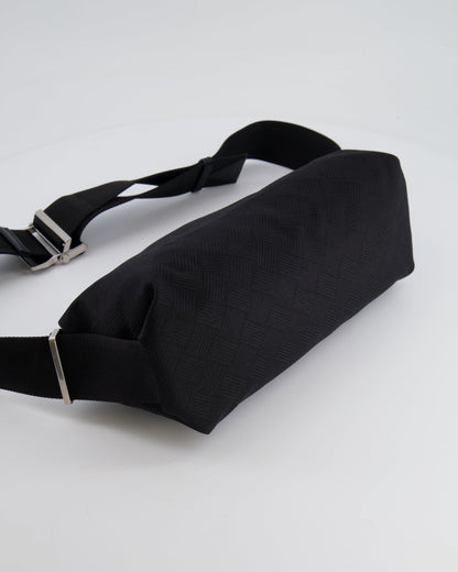 Bottega Veneta Black Canvas Shoulder Bag with Silver Hardware