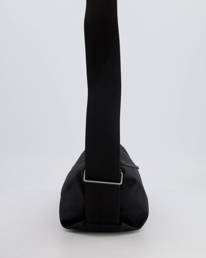 Bottega Veneta Black Canvas Shoulder Bag with Silver Hardware